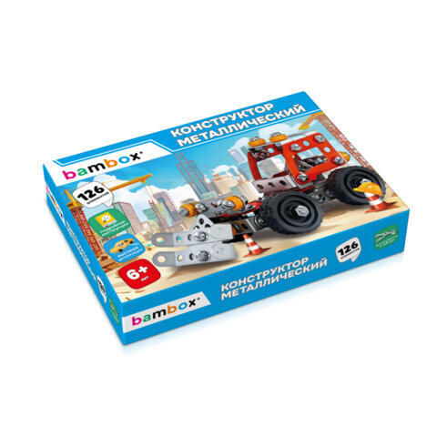 Конструктор металлический "Бульдозер", цветной, с подвижными деталями, 126 элементов, BAMBOX, 667031