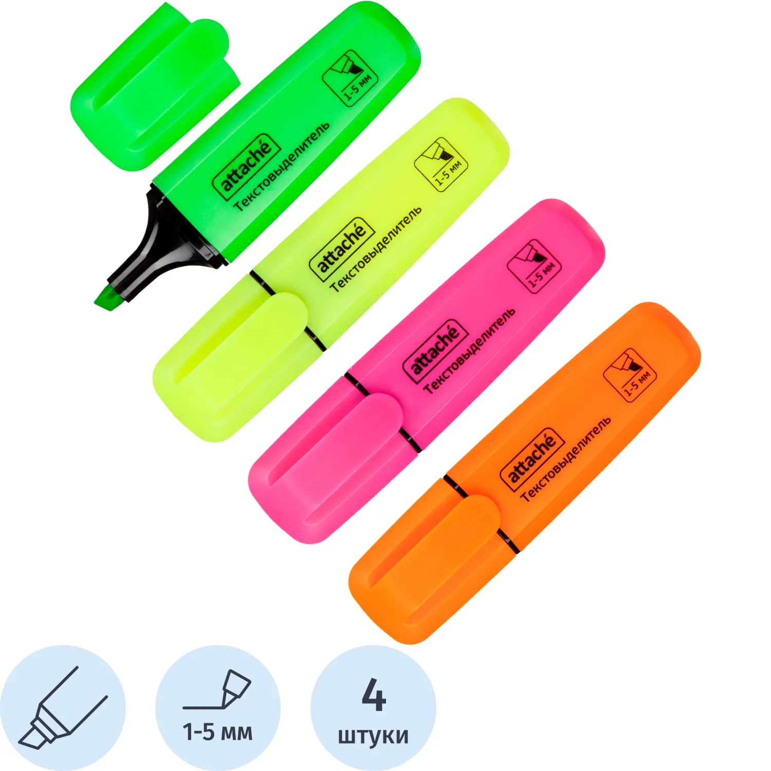 Набор текстовыделителей Attache Palette 1-5мм набор 4цв HL6010, 1591150К