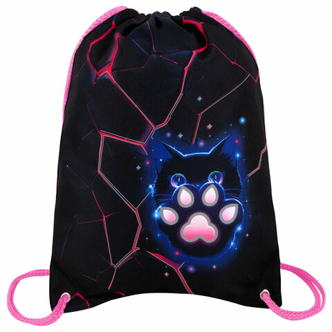 Мешок для обуви BRAUBERG PREMIUM, карман, подкладка, светоотражайка, 43х33 см, "Pink lava", 273441