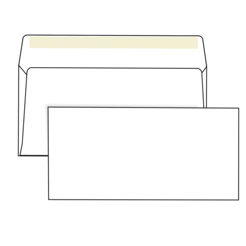Конверты Е65 (110х220 мм), клей, 80 г/м2, КОМПЛЕКТ 1000 шт., 00075