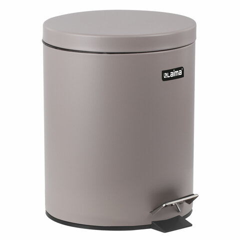 Ведро мусорное с педалью 12 литров "Classic", СЕРОЕ МАТОВОЕ, металлическое, со съемным внутренним ведром, LAIMA, 604944