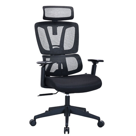 Кресло BRABIX PREMIUM "Veyron ER-703", адаптивный механизм, регулируемый подголовник, сетка/ткань, черное, 532966