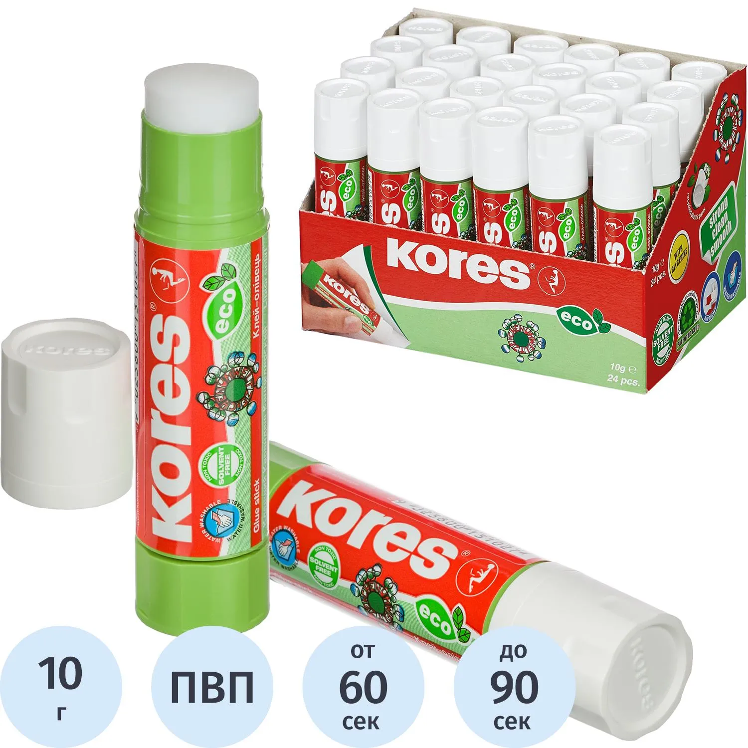 Клей-карандаш 10г KORES Glue-eco, 402711К