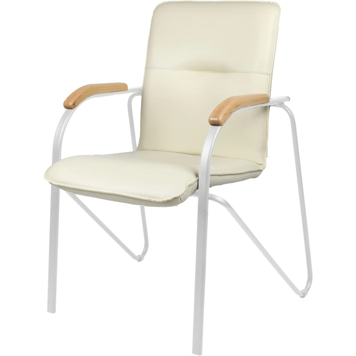 Конференц-кресло 1L5_UA_EChair SAMBA Silver к/з беж./бук (V-18 1.007)