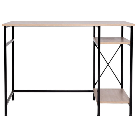 Стол BRABIX "SMART CD-018", 1100х600х765 мм, ЛОФТ, 2 полки, металл/ЛДСП ясень шимо светлый, каркас черный, 641945