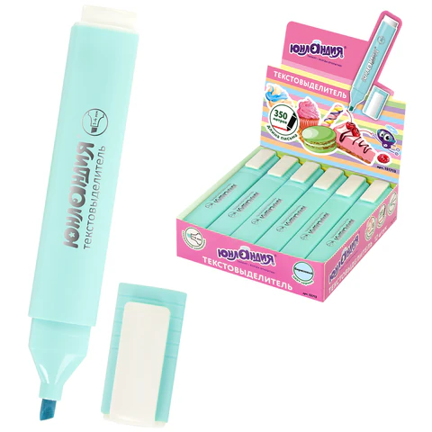 Текстовыделитель ЮНЛАНДИЯ "COLORSTAR PASTEL", БИРЮЗОВЫЙ, линия 1-4 мм, 151713