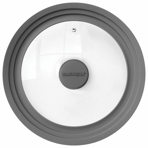 Крышка для любой сковороды и кастрюли универсальная 3 размера (22-24-26 см) серая, DASWERK (ДАСВЕРК), 607588