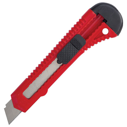 Нож канцелярский 18 мм STAFF EVERYDAY, фиксатор, красный матовый корпус, упаковка с подвесом, 238768