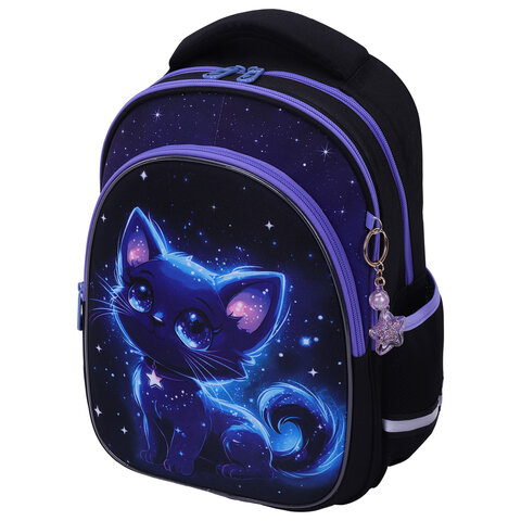 Рюкзак BRAUBERG OPTIMA, 2 отделения, с брелком, "Glowing kitten", 36х27х18 см, 274417