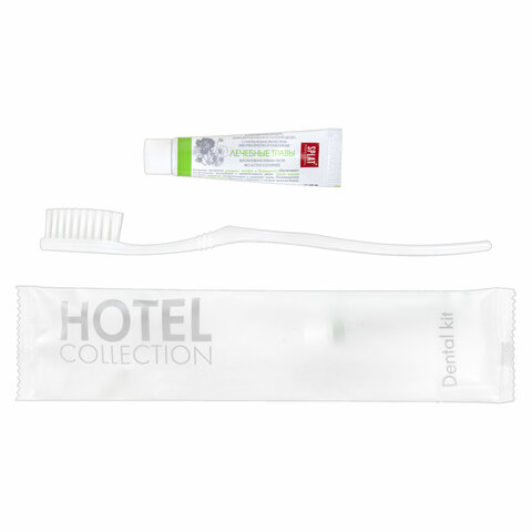 Зубной набор КОМПЛЕКТ 300 шт., HOTEL COLLECTION (зубная щётка + зубная паста 5 г), саше, флоупак, 81646, 00-00027999