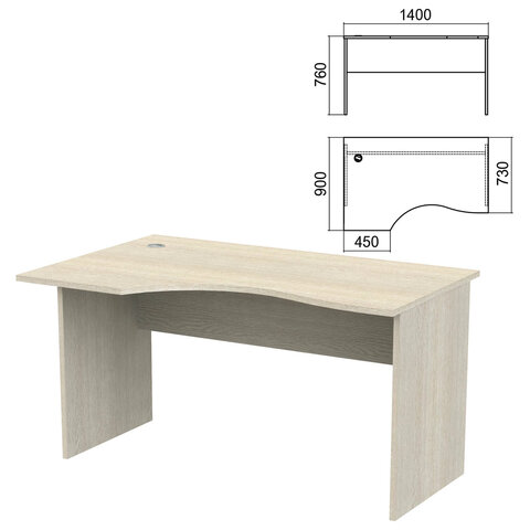 Стол эргономичный "Арго", 1400х900х760 мм, левый, ясень шимо (КОМПЛЕКТ)