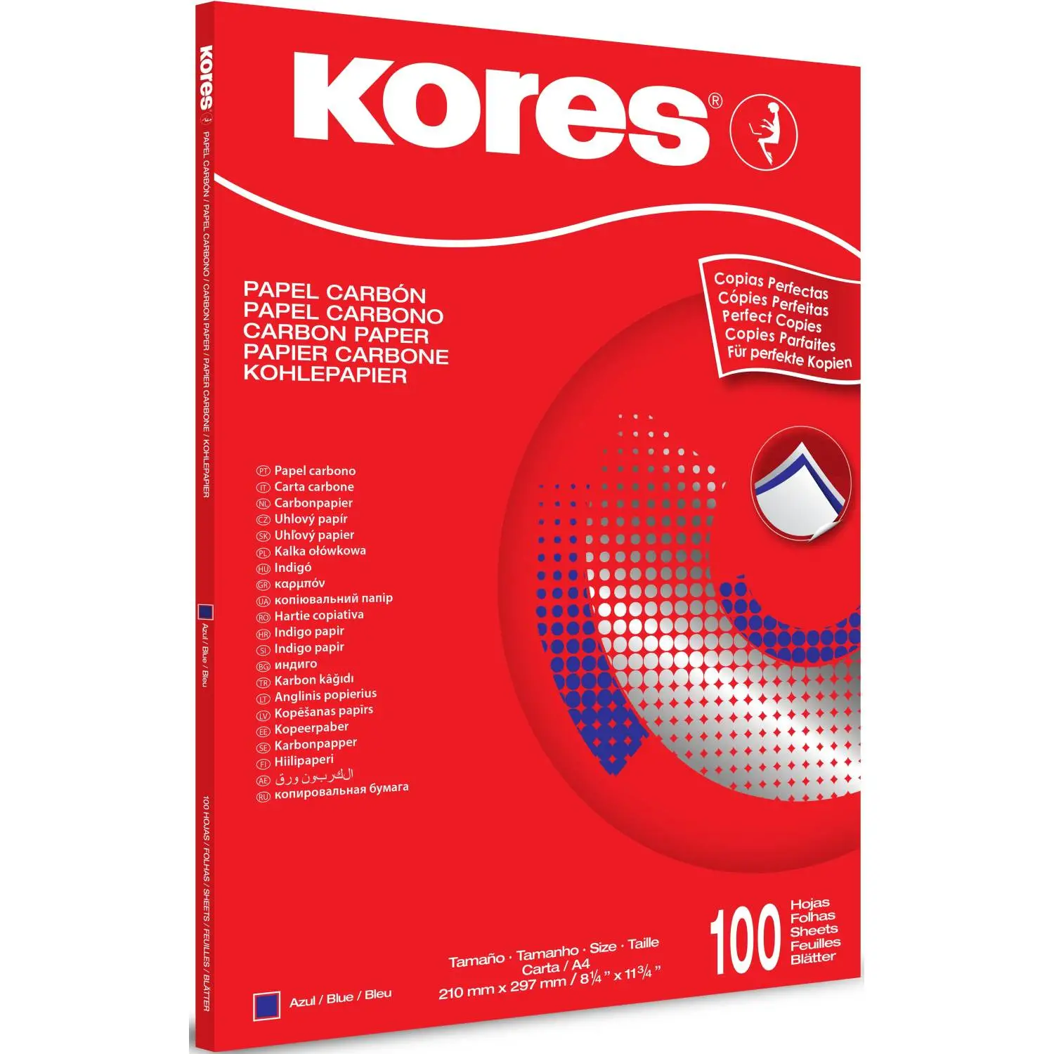 Бумага копировальная синяя KORES 1200 пачка 100л. 78478