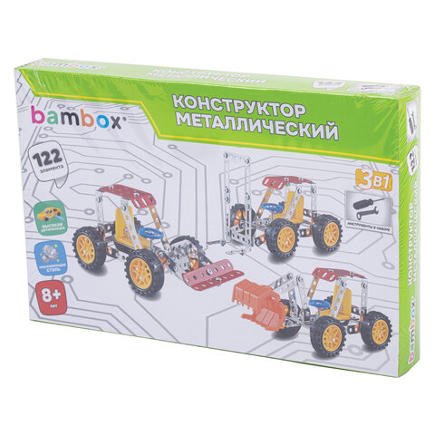 Конструктор металлический "Техника 3в1", с подвижными деталями, 122 элемента, BAMBOX, 666366