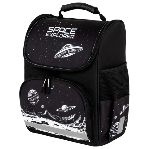 Ранец ПИФАГОР BASIC, 1 отделение, 3 кармана, эргономичная спинка, "Space invader", 35х28х18 см, 273140