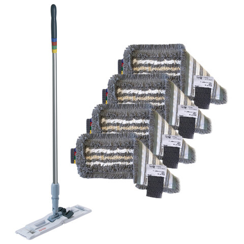 Швабра VILEDA "УльтраСпид Про" КОМПЛЕКТ держатель-флаундер 40см, черенок 150см + 4МОПа, 166391