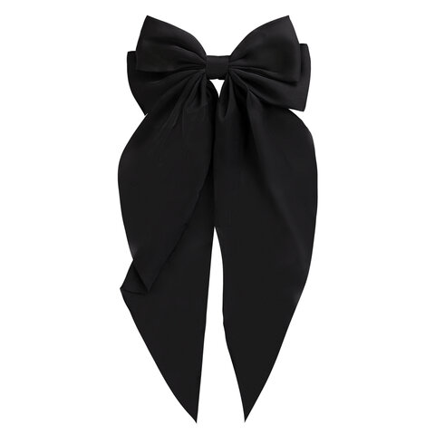 Заколка для волос баретте 25x41 см, с бантом и широкими хвостиками, чёрный, MONTE VITA (МОНТЕ ВИТА), 457112