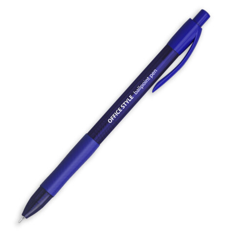 Ручка шариковая автоматическая с грипом BRAUBERG "OFFICE STYLE", СИНЯЯ, пишущий узел 0,7 мм, линия письма 0,35 мм, 144493