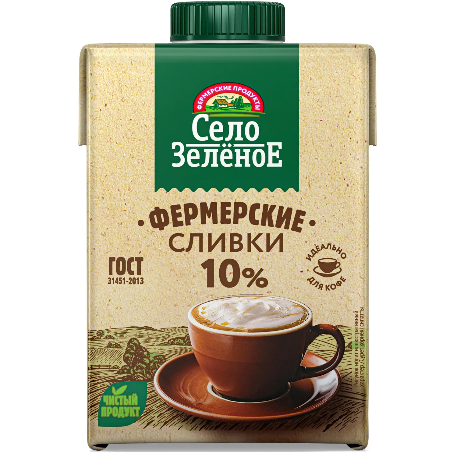 Сливки Село Зеленое стерил. 10% 0,5кг, 1705314К