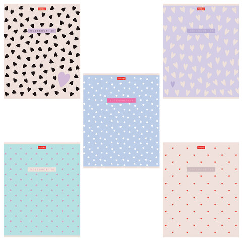 Тетрадь А5 48 л., HATBER, скоба, клетка, обложка картон, тиснение, LOVE IS... (микс в спайке), 093099, 48Т5тВ1