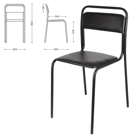 Стул для посетителей, черный каркас, кожзаменитель черный, СМ 7/7-02 К-01