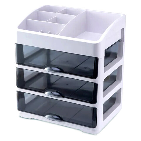 Органайзер для хранения косметики, канцтоваров, мелочей ТРЕХУРОВНЕВЫЙ 31,5x27,7x21 см, DASWERK (ДАСВЕРК), 608474