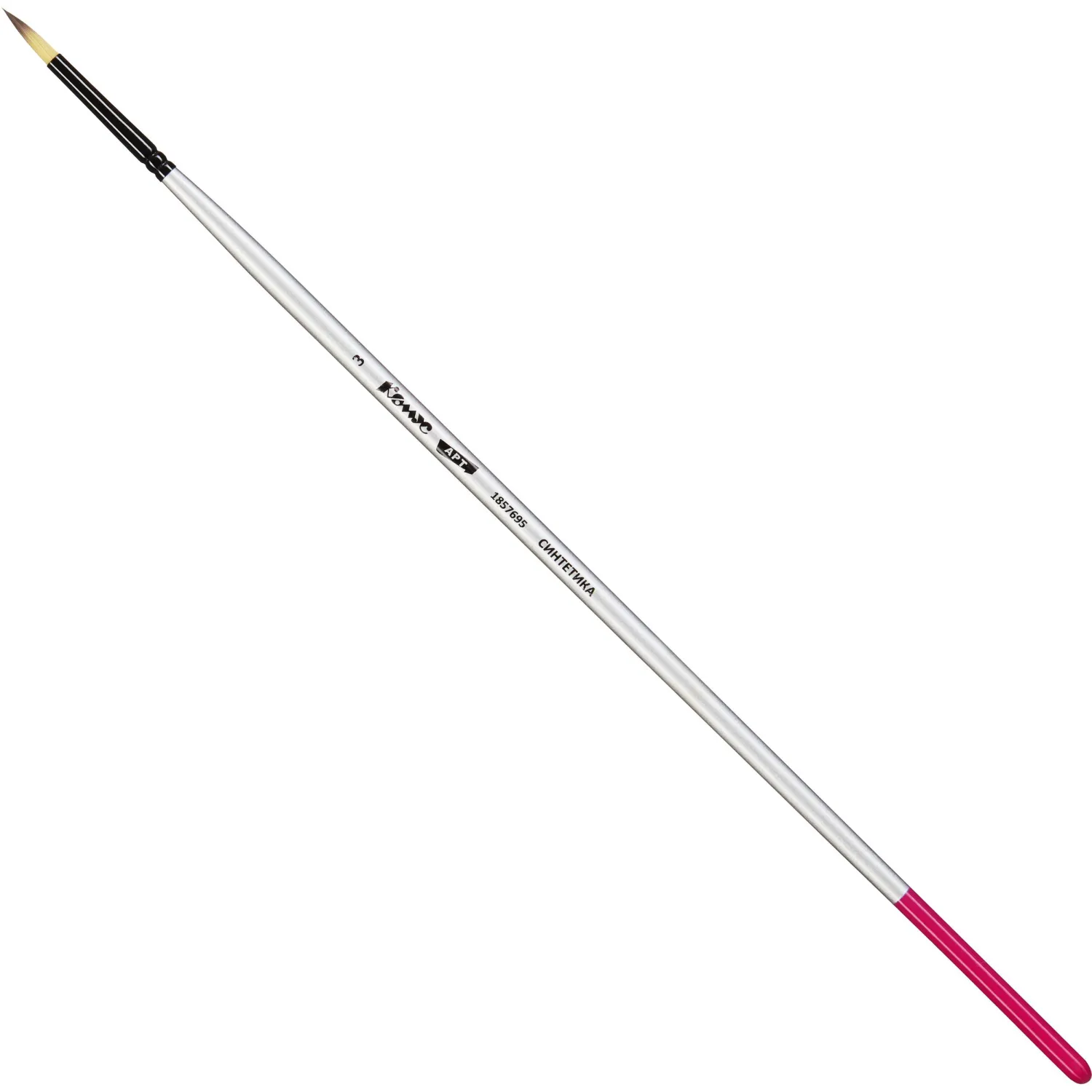 Кисть художественная Комус Арт синтетика средн.жест,кругл.,№3,длинная ручка