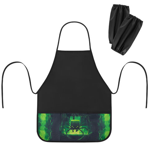 Фартук с нарукавниками для уроков труда BRAUBERG, 3 кармана, 46x54 см, "Digital spider", 273644