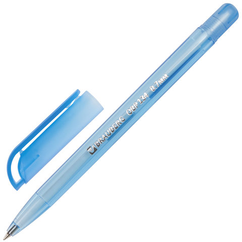 Ручка шариковая масляная BRAUBERG "OIL PEN TONE", СИНЯЯ, корпус тонированный, пишущий узел 0,7 мм, линия 0,35 мм, 142710