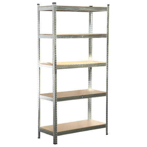 Стеллаж металлический BOOMHOUSE (БУМХАУС) безболтовой, в1800*ш900*г400мм, 5 полок МДФ, серебристый, 291412