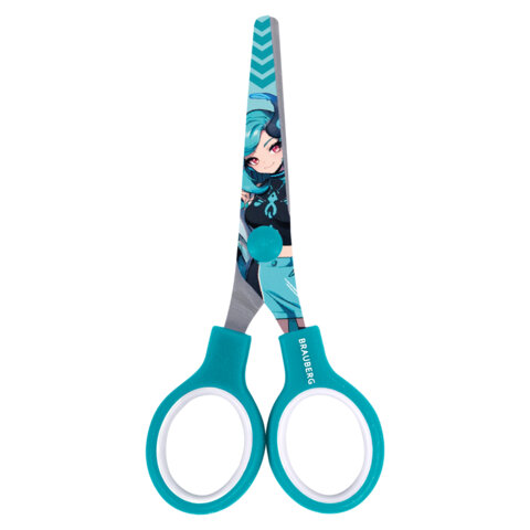 Ножницы 130 мм, мятные, с цветной печатью "Аниме", BRAUBERG ANIME, 238956