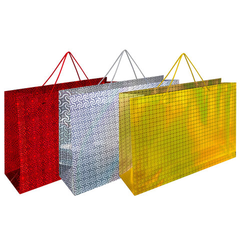 Пакет подарочный (1 шт.) 62x17x42 см, "BIG SIZE", голография, ассорти 3 цвета, ЗОЛОТАЯ СКАЗКА, 609731
