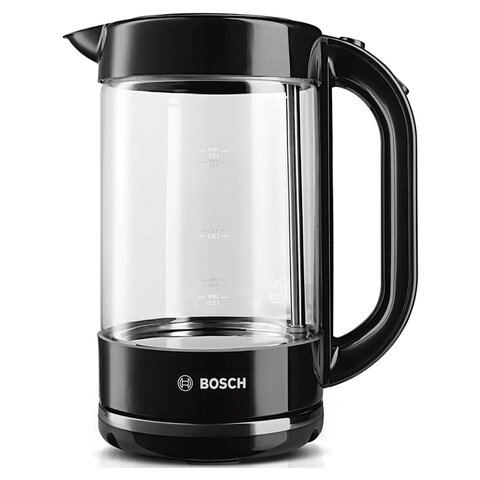 Чайник BOSCH TWK70B03, 1,7 л, 2400 Вт, закрытый нагревательный элемент, стекло, черны