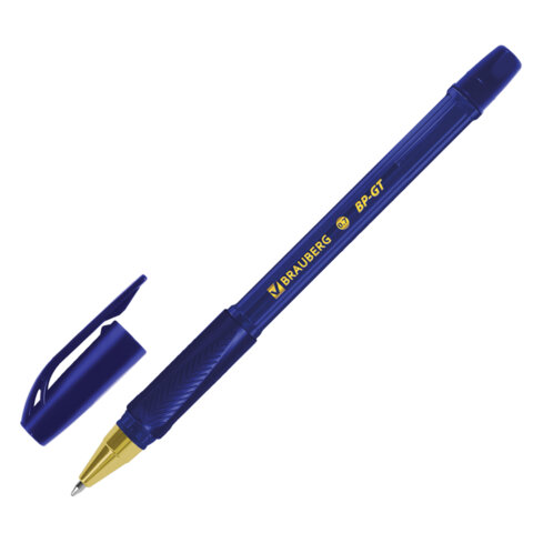 Ручка шариковая BRAUBERG BP-GT GLD BLUE, СИНЯЯ, корпус тонированный, пишущий узел 0,7 мм, линия письма 0,35 мм, 144505