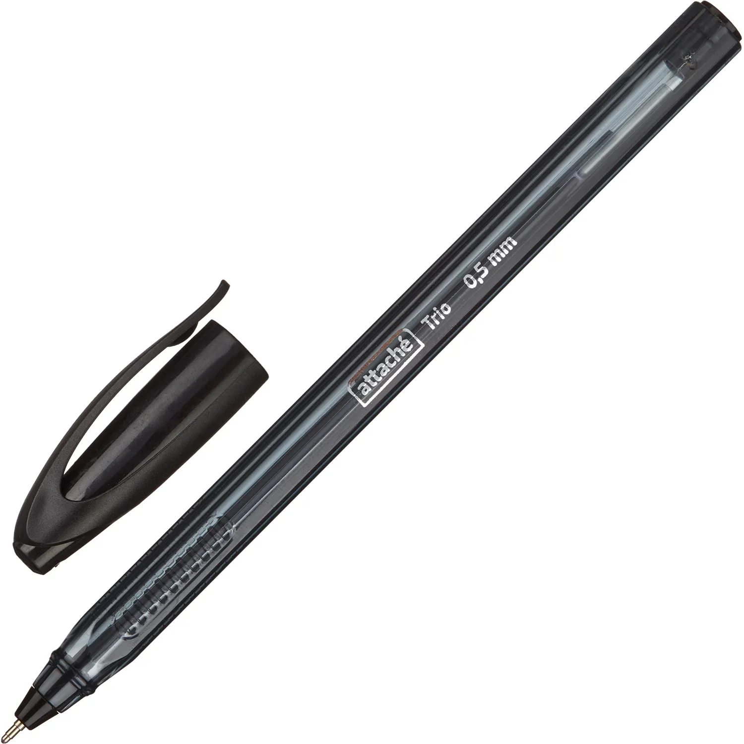 Ручка шариковая неавтомат. Attache Glide Trio 0,5мм черн, масл, треуг, 722458К