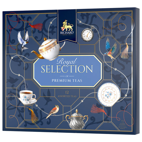 Чай RICHARD "Royal Selection of Premium Teas", ассорти 12 вкусов, НАБОР 72 пакетика, 102819