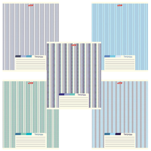 Тетрадь А5, 48 л., HATBER, скоба, линия, обложка картон, "LINE" (микс в спайке), 052332, 48Т5В2
