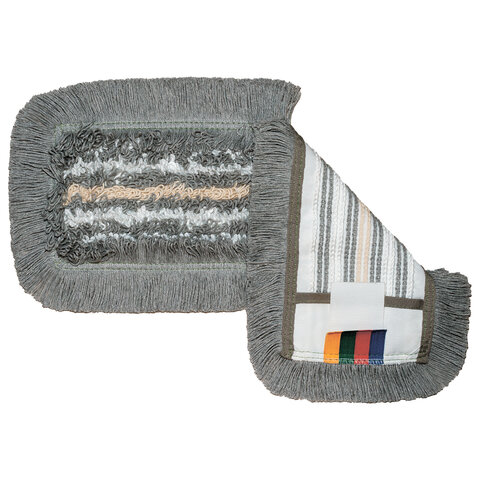 Насадка МОП плоская 50см VILEDA "ТриоПлюс Комби", уши (ТИП УВ) микрофибра/хлопок, серый, 167296