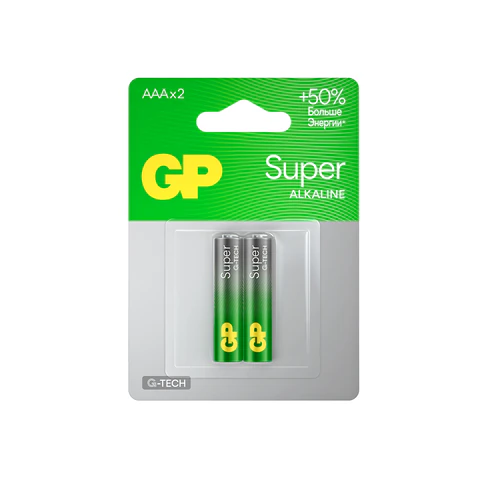 Батарейки КОМПЛЕКТ 2 шт., GP Super G-Tech, AAA (LR03, 24А), алкалиновые, мизинчиковые, блистер, 24A-2, 24A-2CR2