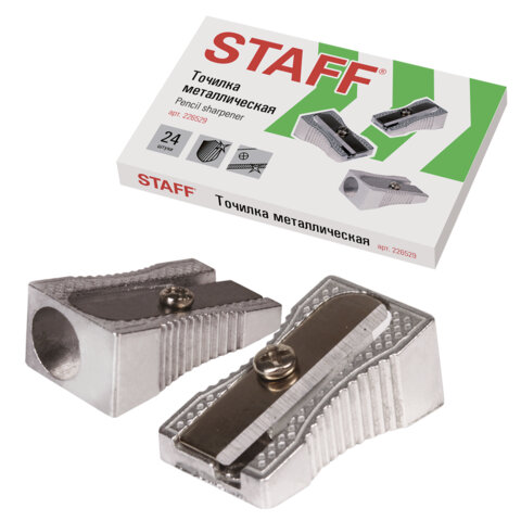 Точилка STAFF "Basic" PS-529, металлическая клиновидная, в картонной коробке, 226529