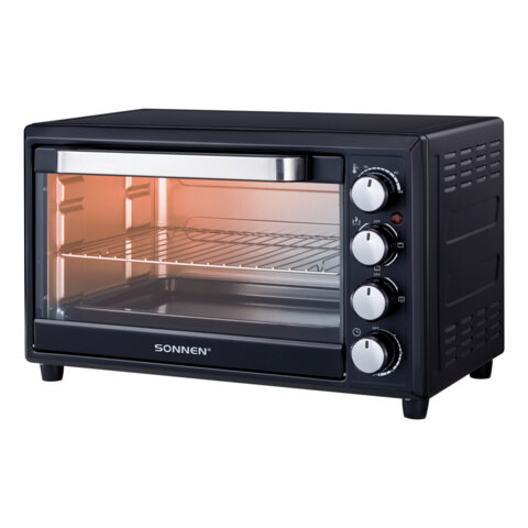 Мини-печь электрическая SONNEN EO-HL33, 1800 Вт, 33 л, 3 режима нагрева, таймер, механическое управление, черная, 458305