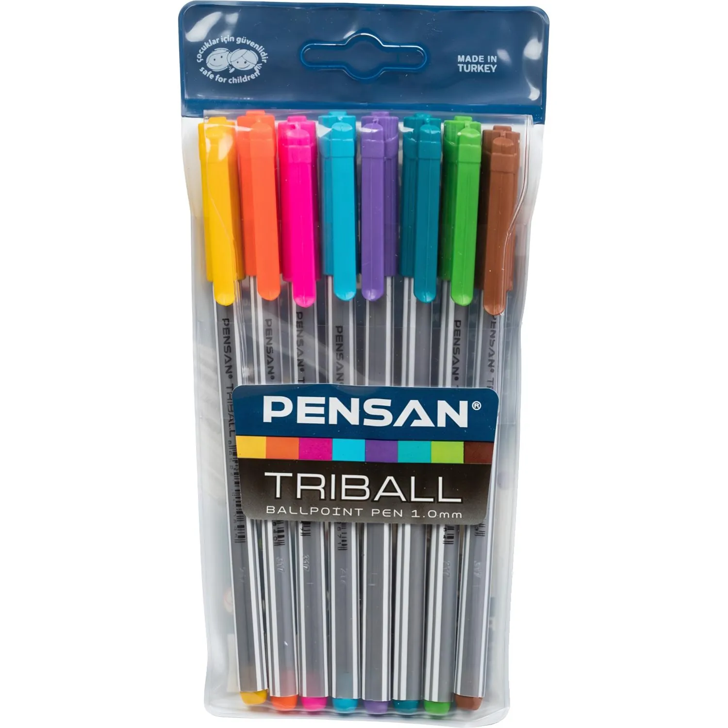 Набор шариковых ручек неавт. PENSAN TRIBALL набор8цв,1,0,масл,1003/PVC8, 735663К