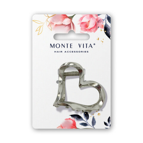 Краб для волос, 6 см, серебристый, MONTE VITA (МОНТЕ ВИТА), 458822