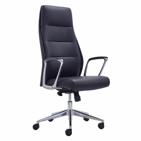 Кресло BRABIX PREMIUM "Adept EX-752", синхромеханизм, алюминий, экокожа, черное, 532930