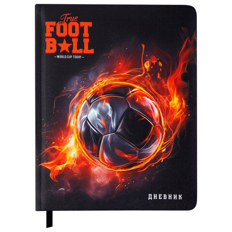Дневник 1-11 класс 48 л., обложка кожзам (твердая с поролоном), 3D-элемент, BRAUBERG, "Футбол", 107220