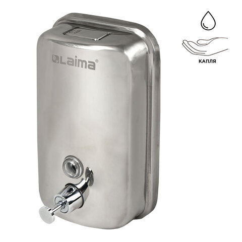 Дозатор для жидкого мыла LAIMA BASIC, 1 л, нержавеющая сталь, зеркальный, 601796