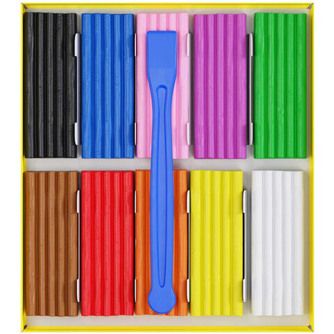 Пластилин классический ГАММА "Юный художник NEW", 10 цветов, 140 г, со стеком, картонная упаковка, 280044