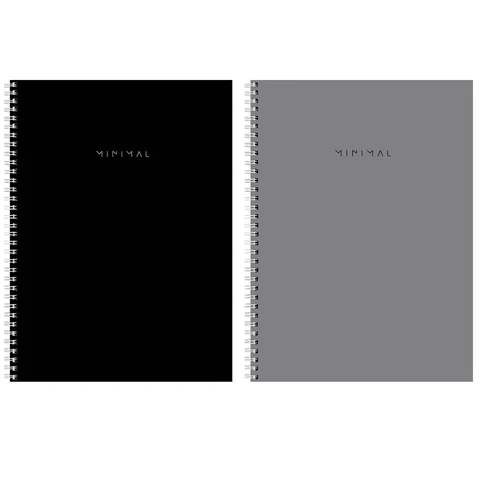 Тетрадь А4, 120 л., BRAUBERG, гребень, клетка, матовая ламинация, "Minimal Classic", 405640