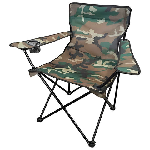 Кресло складное туристическое садовое с подстаканником в чехле, камуфляж, DASWERK (ДАСВЕРК), 680046
