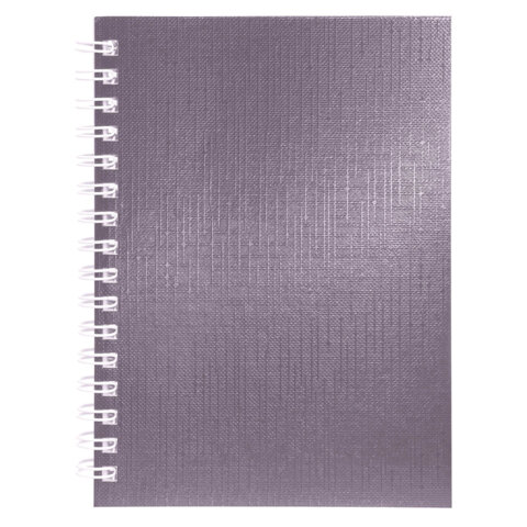 Блокнот МАЛЫЙ ФОРМАТ А6, 80 л., гребень, бумвинил "METALLIC", клетка, HATBER, коричневый, 086312, 80ЗК6бвВ1гр