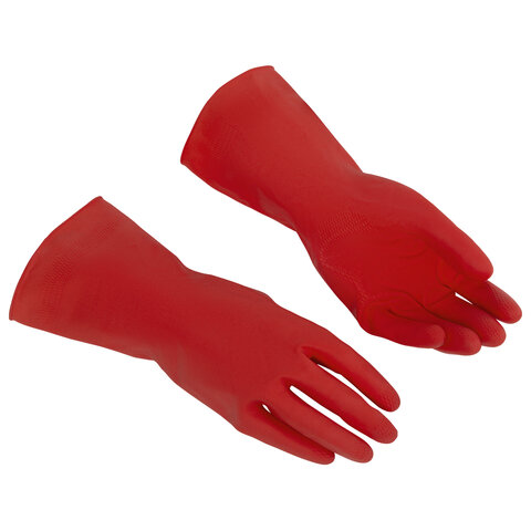 Перчатки VILEDA многоцелевые латексные МНОГОРАЗОВЫЕ х/б напыл ПРОЧНЫЕ XL (оч.большой) красный 174348